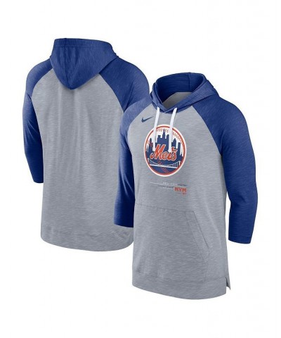 Men's Heather Gray, Heather Royal New York Mets Baseball Raglan 3/4 Sleeve Pullover Hoodie $31.50 Sweatshirt