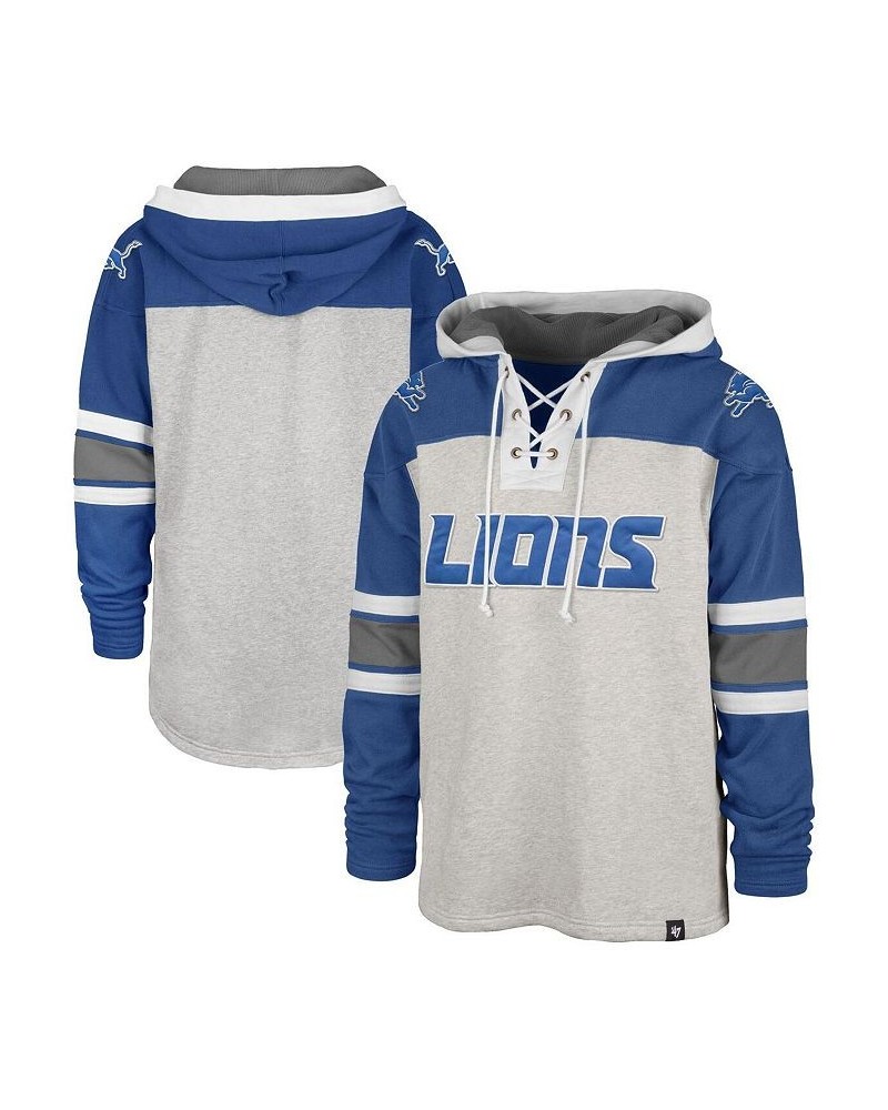 Men's '47 Gray Detroit Lions Gridiron Lace-Up Pullover Hoodie $45.60 Sweatshirt