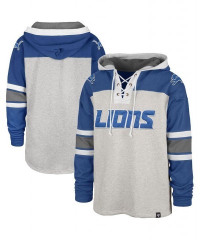 Men's '47 Gray Detroit Lions Gridiron Lace-Up Pullover Hoodie $45.60 Sweatshirt