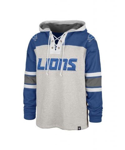 Men's '47 Gray Detroit Lions Gridiron Lace-Up Pullover Hoodie $45.60 Sweatshirt