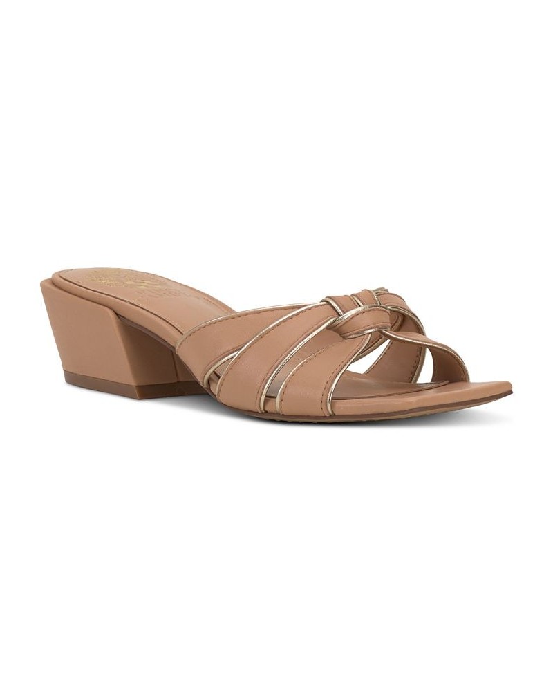 Selaries Block-Heel Slide Sandals Tan/Beige $51.23 Shoes