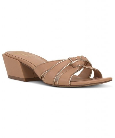 Selaries Block-Heel Slide Sandals Tan/Beige $51.23 Shoes