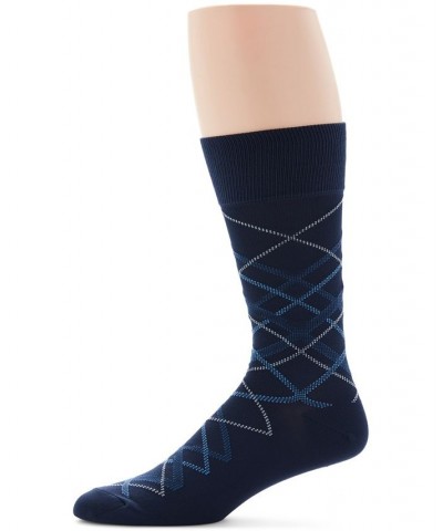 Men's Diagonal Stripe Crew Dress Socks Silver $8.00 Socks