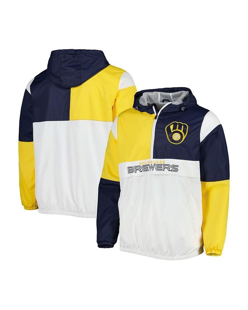 Men's Navy and Gold Milwaukee Brewers Fair Catch Half-Zip Hoodie $38.50 Sweatshirt