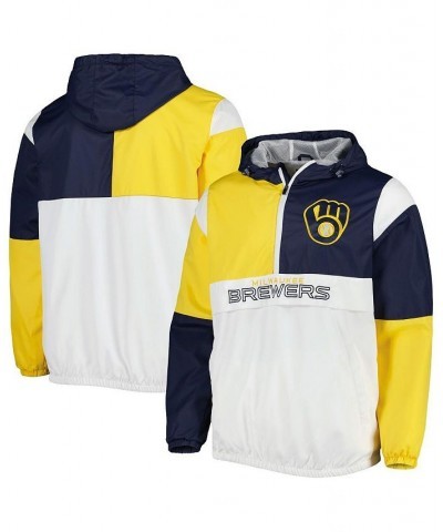 Men's Navy and Gold Milwaukee Brewers Fair Catch Half-Zip Hoodie $38.50 Sweatshirt