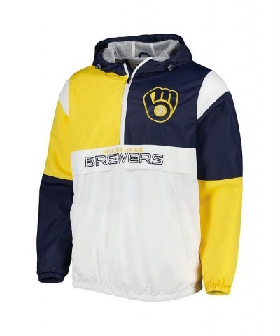 Men's Navy and Gold Milwaukee Brewers Fair Catch Half-Zip Hoodie $38.50 Sweatshirt