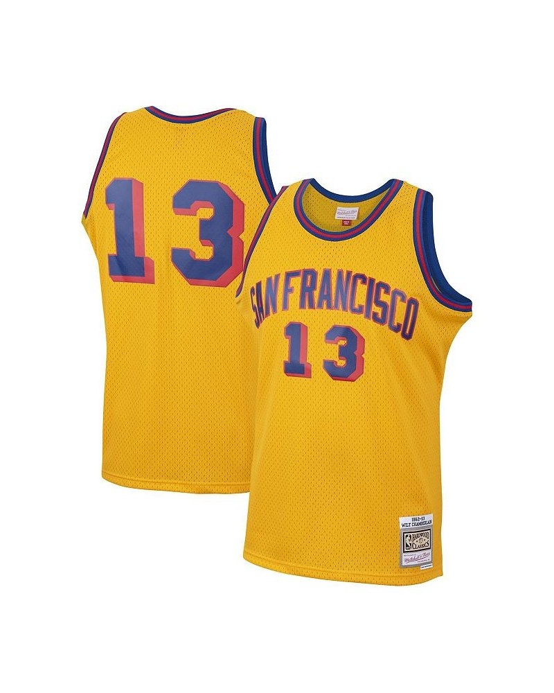 Men's Wilt Chamberlain Gold San Francisco Warriors 1962-63 Hardwood Classics Swingman Jersey $71.05 Jersey