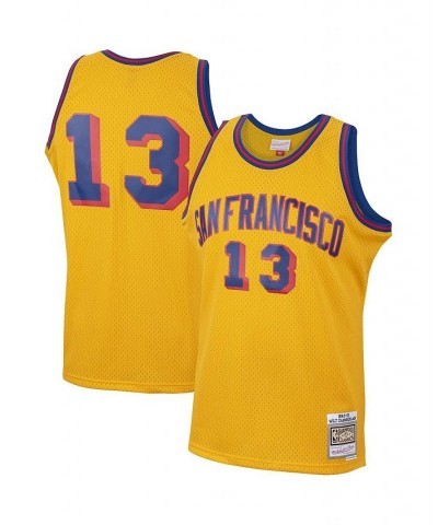 Men's Wilt Chamberlain Gold San Francisco Warriors 1962-63 Hardwood Classics Swingman Jersey $71.05 Jersey