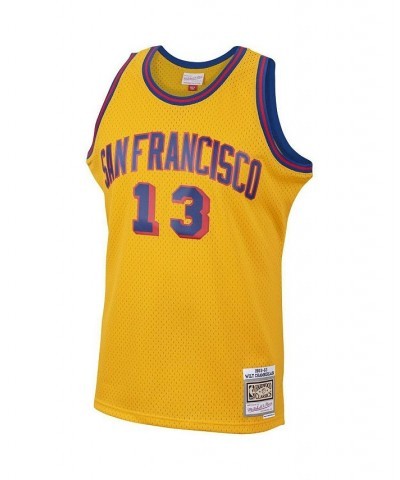 Men's Wilt Chamberlain Gold San Francisco Warriors 1962-63 Hardwood Classics Swingman Jersey $71.05 Jersey