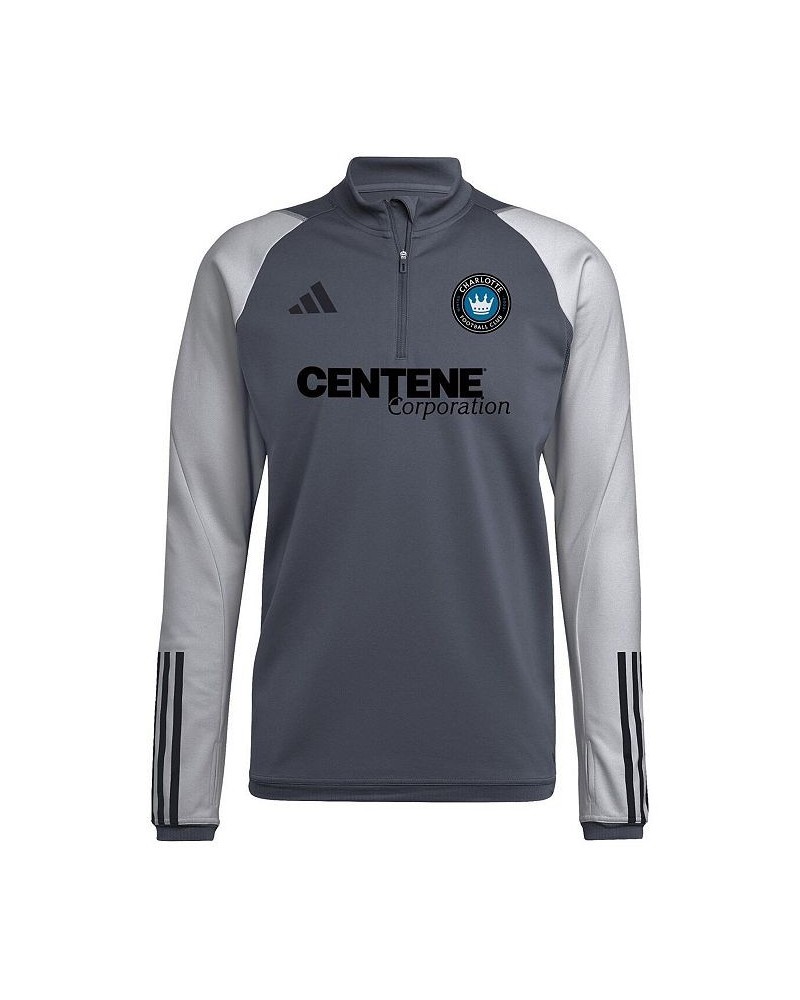 Men's Gray Charlotte FC 2023 On-Field AEROREADY Quarter-Zip Training Top $34.00 Tops