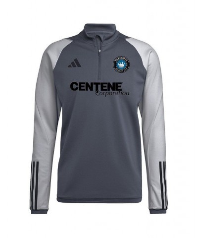 Men's Gray Charlotte FC 2023 On-Field AEROREADY Quarter-Zip Training Top $34.00 Tops