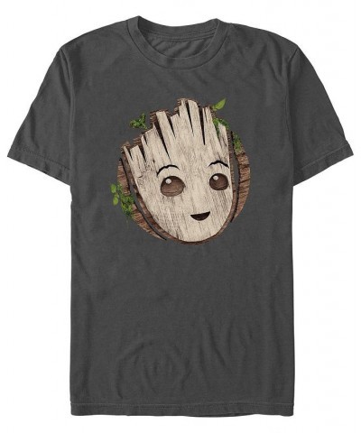 Men's Marvel Film I am Groot Wooden Badge Short Sleeve T-shirt Gray $20.99 T-Shirts