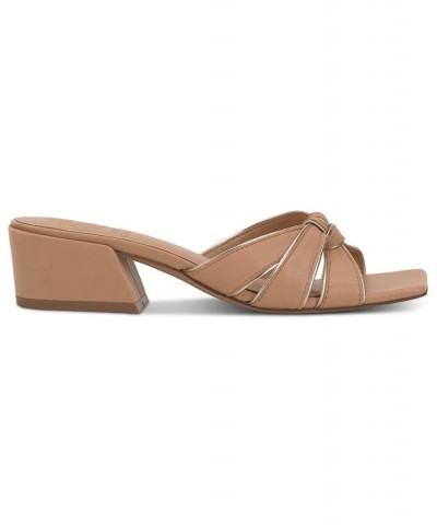 Selaries Block-Heel Slide Sandals Tan/Beige $51.23 Shoes