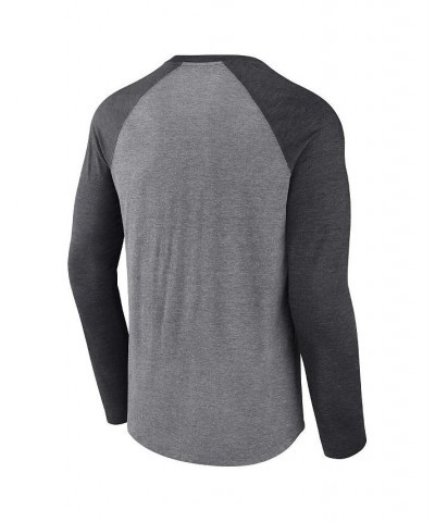 Men's Branded Heathered Gray and Heathered Charcoal Pittsburgh Steelers Weekend Casual Tri-Blend Raglan Long Sleeve T-shirt $...