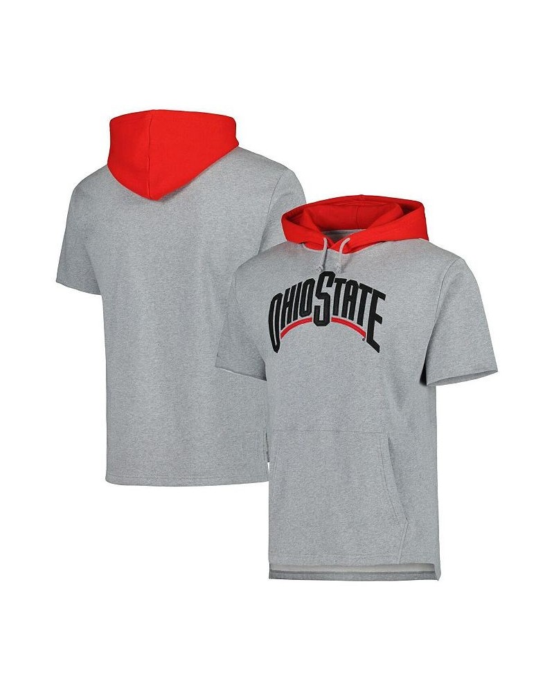 Men's Heather Gray Ohio State Buckeyes Postgame Short Sleeve Pullover Hoodie $49.39 Sweatshirt