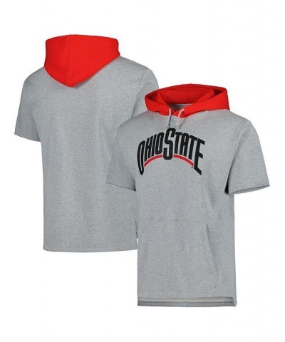 Men's Heather Gray Ohio State Buckeyes Postgame Short Sleeve Pullover Hoodie $49.39 Sweatshirt