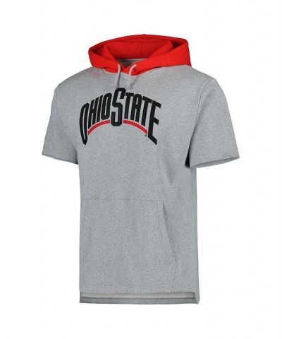 Men's Heather Gray Ohio State Buckeyes Postgame Short Sleeve Pullover Hoodie $49.39 Sweatshirt