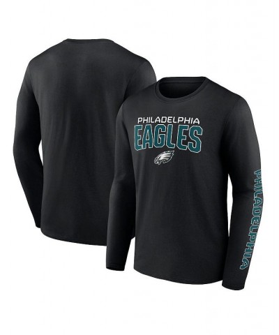 Men's Branded Black Philadelphia Eagles Big and Tall Wordmark Go the Distance Long Sleeve T-shirt $28.04 T-Shirts