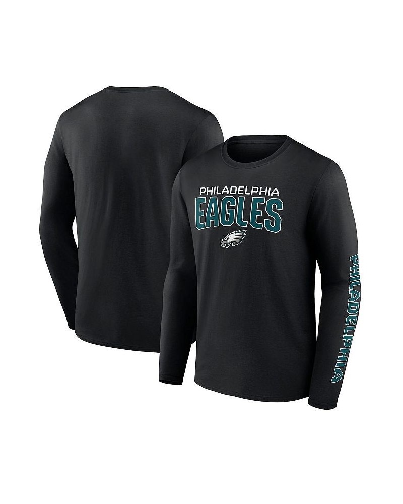 Men's Branded Black Philadelphia Eagles Big and Tall Wordmark Go the Distance Long Sleeve T-shirt $28.04 T-Shirts