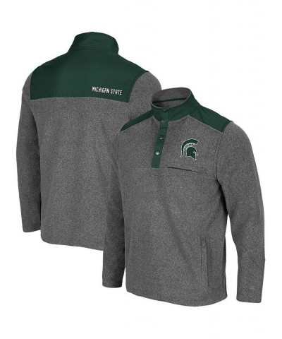 Men's Heathered Charcoal and Green Michigan State Spartans Huff Snap Pullover $39.74 Sweatshirt