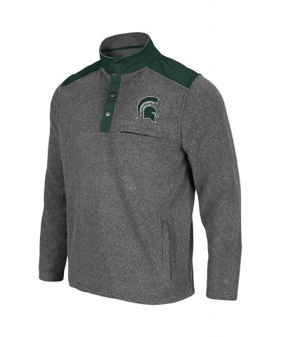 Men's Heathered Charcoal and Green Michigan State Spartans Huff Snap Pullover $39.74 Sweatshirt