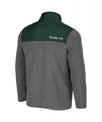 Men's Heathered Charcoal and Green Michigan State Spartans Huff Snap Pullover $39.74 Sweatshirt