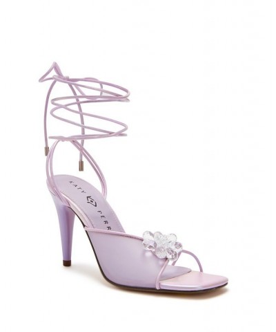 Women's The Vivvian Flower Lace-up Sandals Purple $59.34 Shoes