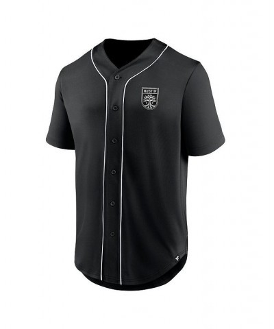 Men's Branded Black Austin FC Third Period Fashion Baseball Button-Up Jersey $30.80 Jersey