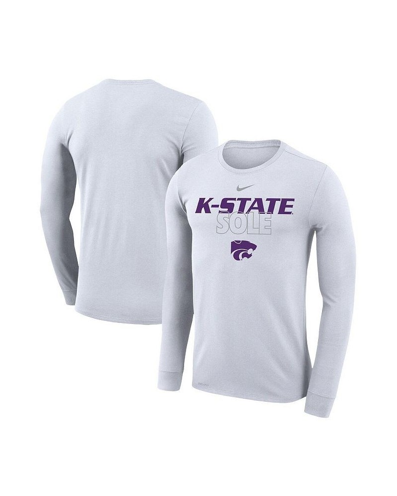 Men's White Kansas State Wildcats On Court Bench Long Sleeve T-shirt $27.49 T-Shirts