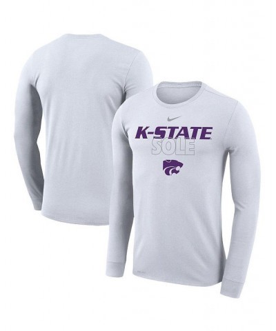 Men's White Kansas State Wildcats On Court Bench Long Sleeve T-shirt $27.49 T-Shirts