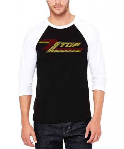 Men's Word Art ZZ Top Raglan T-shirt Black $25.19 T-Shirts