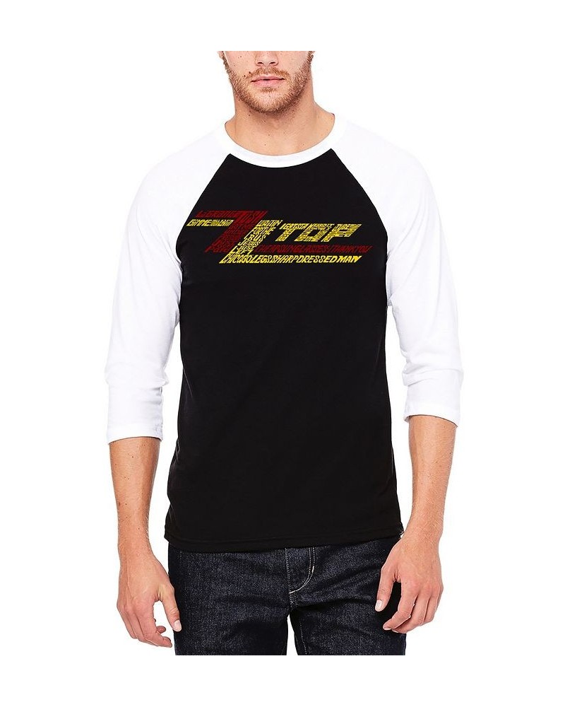 Men's Word Art ZZ Top Raglan T-shirt Black $25.19 T-Shirts