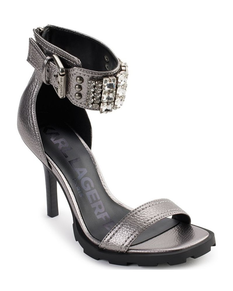 Women's Malinda Embellished Ankle-Strap Dress Sandals Silver $74.73 Shoes