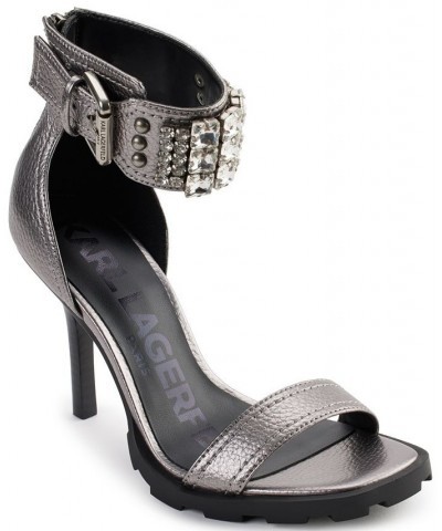 Women's Malinda Embellished Ankle-Strap Dress Sandals Silver $74.73 Shoes