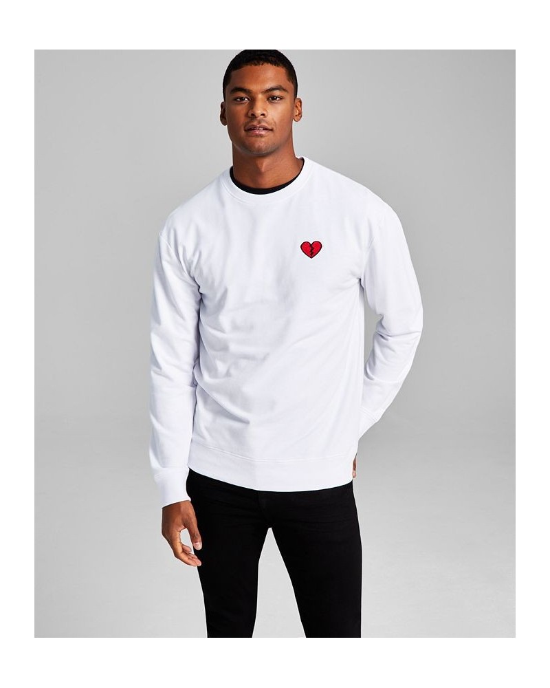 Men's Modern-Fit Broken Heart Patch Fleece Sweatshirt White $20.22 Sweatshirt