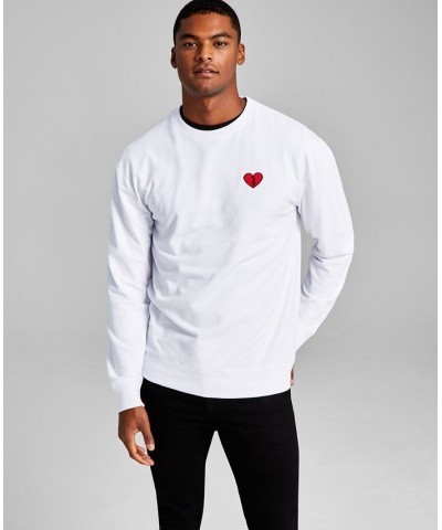 Men's Modern-Fit Broken Heart Patch Fleece Sweatshirt White $20.22 Sweatshirt