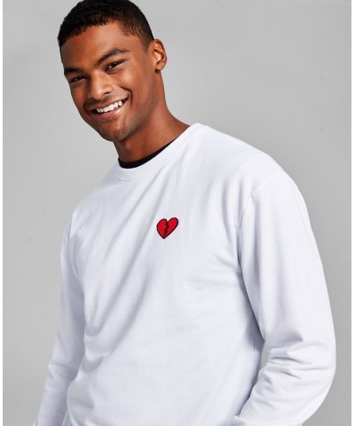 Men's Modern-Fit Broken Heart Patch Fleece Sweatshirt White $20.22 Sweatshirt