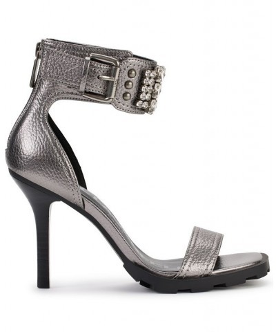 Women's Malinda Embellished Ankle-Strap Dress Sandals Silver $74.73 Shoes