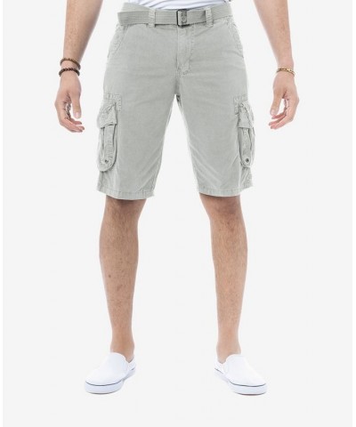 Men's Big and Tall Belted Double Pocket Cargo Shorts PD09 $27.90 Shorts