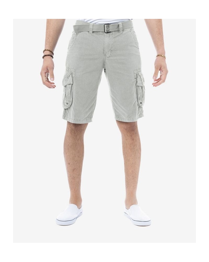 Men's Big and Tall Belted Double Pocket Cargo Shorts PD09 $27.90 Shorts