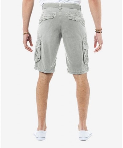 Men's Big and Tall Belted Double Pocket Cargo Shorts PD09 $27.90 Shorts