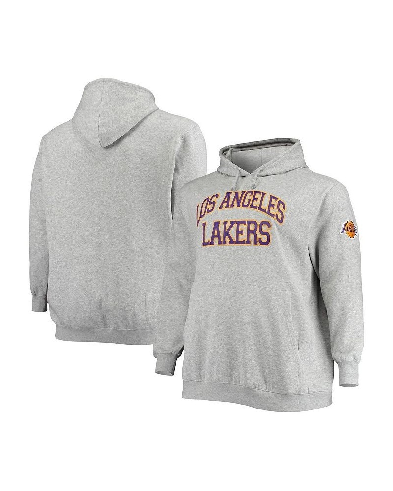 Men's Heathered Gray Los Angeles Lakers Hardwood Classics Big and Tall Throwback Pullover Hoodie $40.48 Sweatshirt