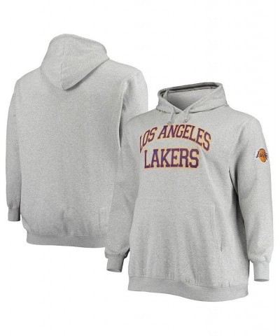 Men's Heathered Gray Los Angeles Lakers Hardwood Classics Big and Tall Throwback Pullover Hoodie $40.48 Sweatshirt