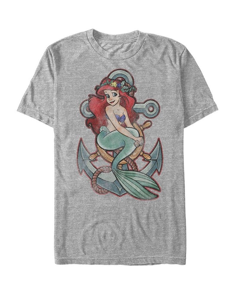 Disney Men's Little Mermaid Tattoo Anchor Pose, Short Sleeve T-Shirt Gray $20.64 T-Shirts