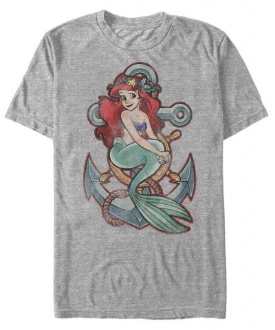 Disney Men's Little Mermaid Tattoo Anchor Pose, Short Sleeve T-Shirt Gray $20.64 T-Shirts