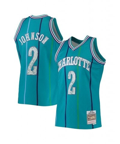 Men's Larry Johnson Teal Charlotte Hornets 1992-93 Hardwood Classics 75th Anniversary Diamond Swingman Jersey $62.40 Jersey