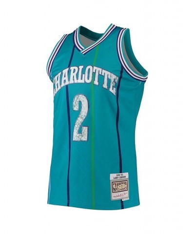 Men's Larry Johnson Teal Charlotte Hornets 1992-93 Hardwood Classics 75th Anniversary Diamond Swingman Jersey $62.40 Jersey