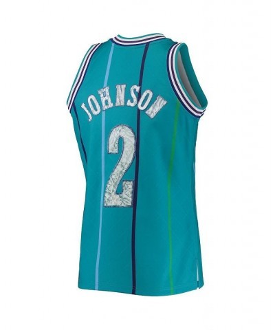 Men's Larry Johnson Teal Charlotte Hornets 1992-93 Hardwood Classics 75th Anniversary Diamond Swingman Jersey $62.40 Jersey