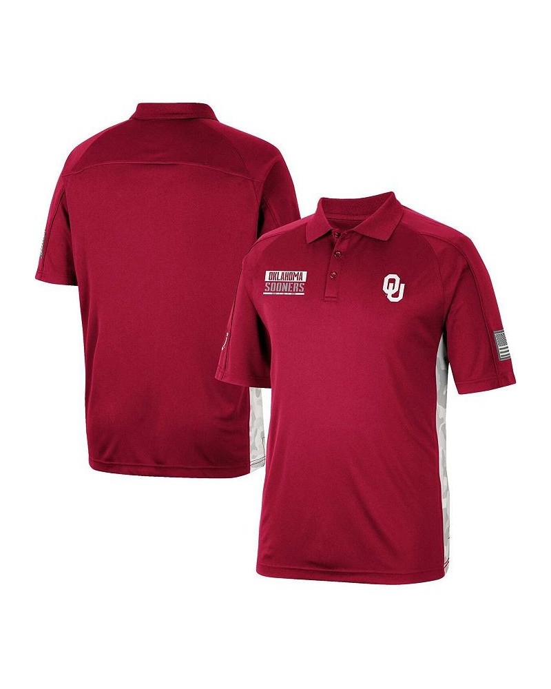 Men's Crimson Oklahoma Sooners OHT Military-Inspired Appreciation Snow Camo Polo Shirt $30.00 Polo Shirts