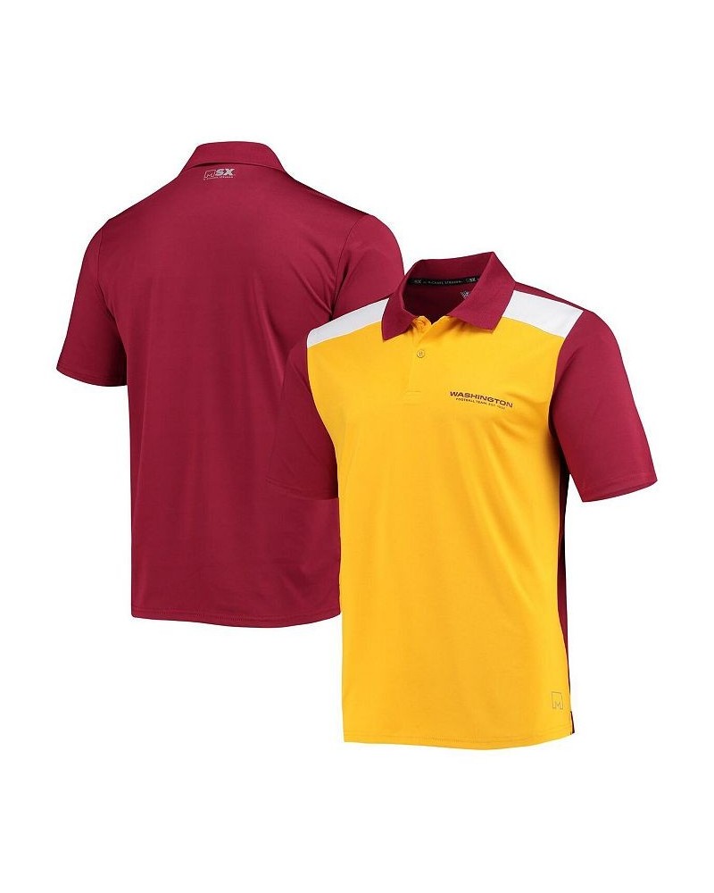 Men's Gold and Burgundy Washington Football Team Challenge Color Block Performance Polo $31.20 Polo Shirts